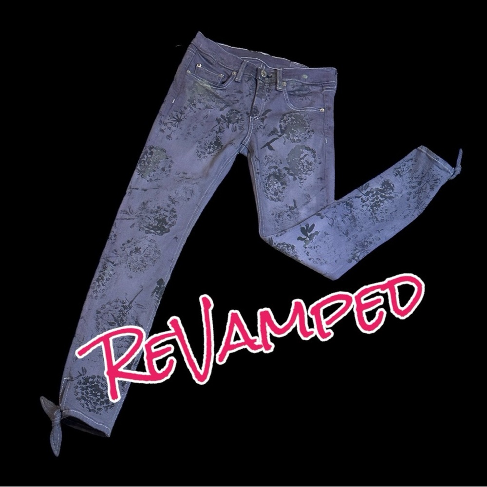 🎉HP🎉 NWT Originally White Skinny Mid Rise Ankle Tie Jeans Now Floral Cyano. 26 - Picture 2 of 9